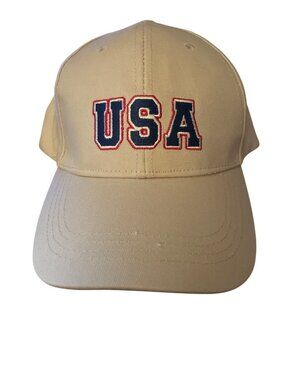 Mens Americana Caps Beige USA Embroidered Adjustable Baseball Hat Cap Boat MAG